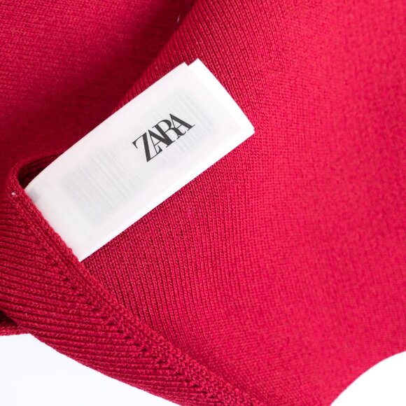 Zara Red Knit Vest Sleeveless Top Gold Side Buttons Large NEW - Picture 12 of 13